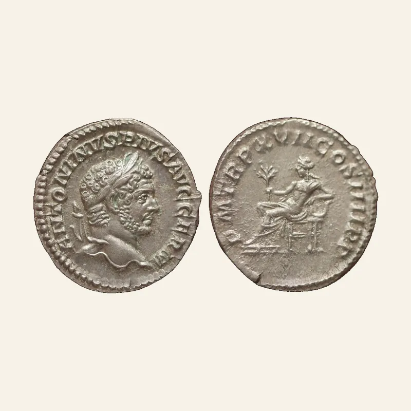 Caracalla. A.D. 198-217. AR denarius (18 mm, 3.39 g,). Rome, A.D. 214.