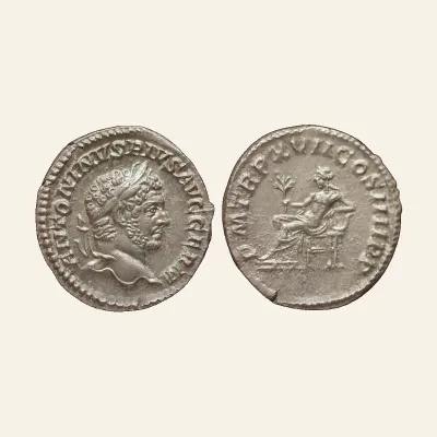 Caracalla. A.D. 198-217. AR denarius (18 mm, 3.39 g,). Rome, A.D. 214.
