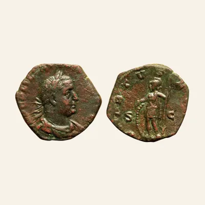 Reverse, of the sestertius, for VALERIAN I (253-260). AE Sestertius. Rome., mint of Rome, 253-260