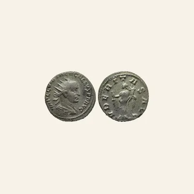 Reverse, of the antoninianus, for Trebonianus Gallus, 251-253. Antoninianus (Silver, 19 mm, 3.81 g,), Antiochia, 251-252....