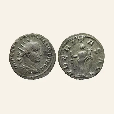 Reverse, of the antoninianus, for Trebonianus Gallus, 251-253. Antoninianus (Silver, 19 mm, 3.81 g,), Antiochia, 251-252....