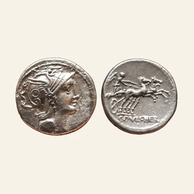 C. Claudius Pulcher (110-109 BC). AR denarius (18mm, 3.87 gm,). Rome.