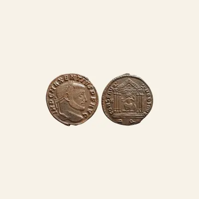 Maxentius follis - CONSERV VRB SVAE - Rome Mint - Scarce