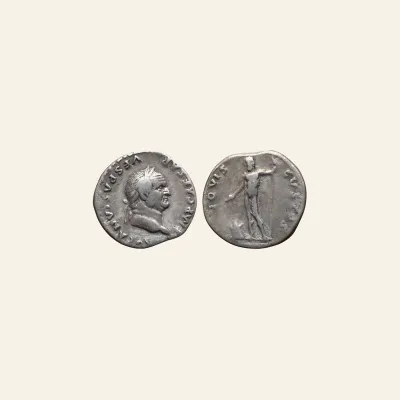 Reverse, of the denarius, for Vespasian AR Denarius. Rome, AD 76., mint of Rome