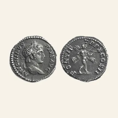 CARACALLA AR Denarius.- Mars advancing right - Rome mint, A.D. 207