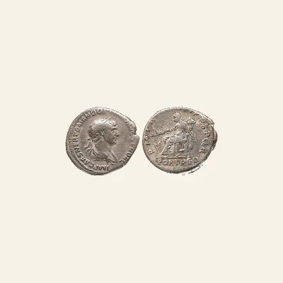 Reverse, of the denarius, for Trajan, 98 – 117 AR Denarius circa 116-117., 98 – 117