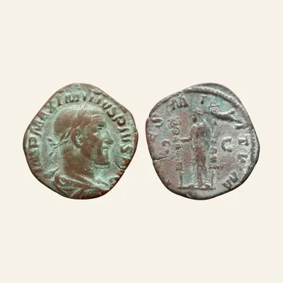 Maximinus I 'Thrax', A.D. 235-238. Æ Sestertius.Rome, A.D. 235/6 . FIDES MILITVM