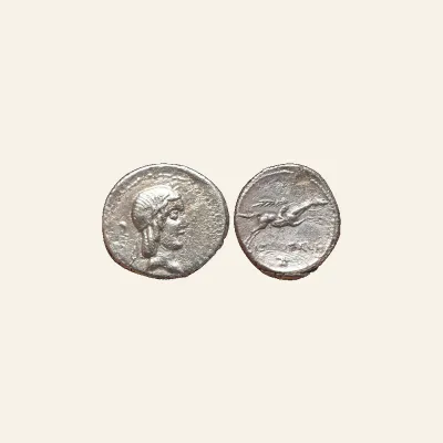 C. Calpurnius L.f. Frugi. AR Denarius 67, 3.53 g.