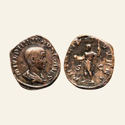 Avers, du sestertius, pour PHILIP II. As Caesar, 244-247 AD. Æ Sestertius, 247 AD, RIC RIC IV 256a