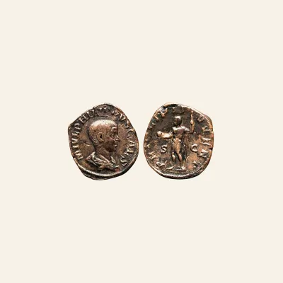 Reverse, of the sestertius, for PHILIP II. as Caesar, 244-247 AD. Æ Sestertius, 247 AD