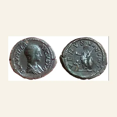 Avers, du denarius, pour Plautilla. Augusta AR Denarius AD 202-205. Rome, atelier de Rome, 202-205, RIC RIC IV 369...
