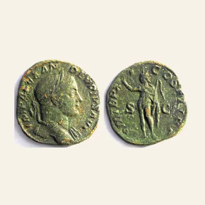 Reverse, of the sestertius, for Severus Alexander (222-235 AD). AE Sestertius (30 mm, 19.1 g), Rome 232 AD., mint of Rome...