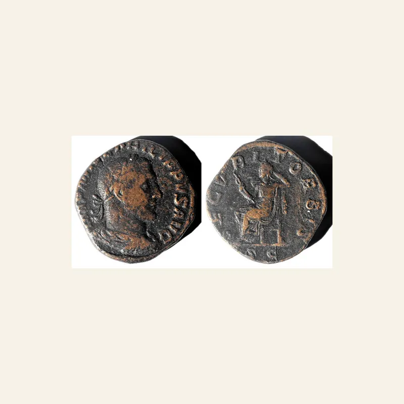 Obverse, of the sestertius, for Philip I. Sestertius - SECVRIT ORBIS - RIC 190, mint of Rome, 244-247