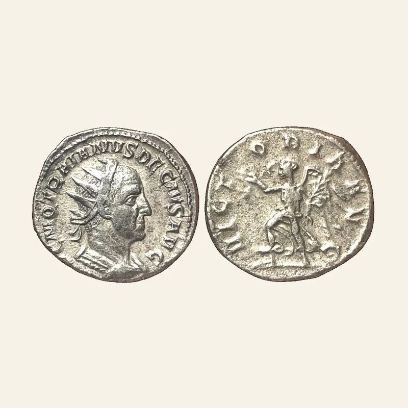 Obverse, of the antoninianus, for Trajan Decius (AD 249-251). AR antoninianus (22mm, 4.03 gm). Rome., mint of Rome, 249-251
