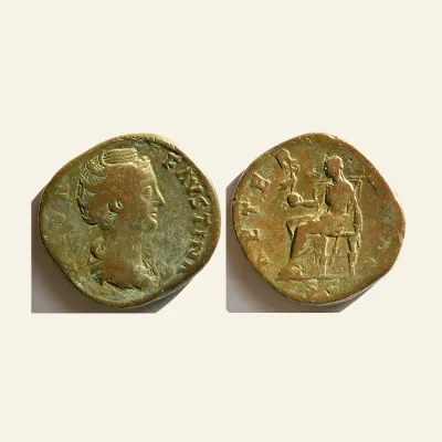 Diva Faustina I Sestertius Aeternitas Seated, Phoenix on Globe RIC 1103a