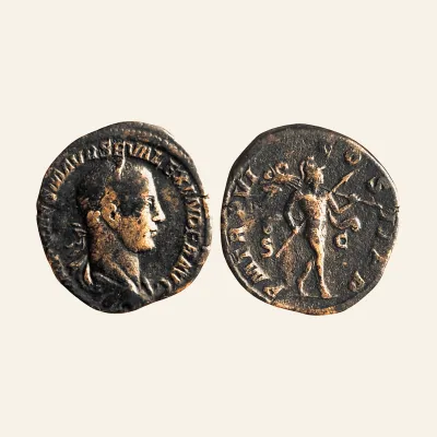 Avers, du sestertius, pour Severus Alexander, 222 – 235 AE Sestertius 227 AD, Rome, atelier de Rome, 227 AD, RIC RIC 456