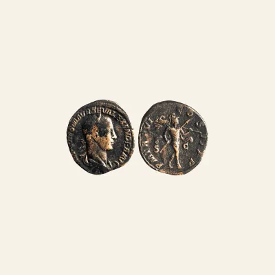 Reverse, of the sestertius, for Severus Alexander, 222 – 235 AE Sestertius 227 AD, Rome, mint of Rome, 227 AD