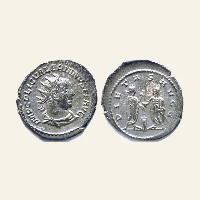 Avers, du antoninianus, pour Valerian I (AD 253-260). AR antoninianus (23mm, 3.20 gm,). Samosata., 253-260, RIC RIC V