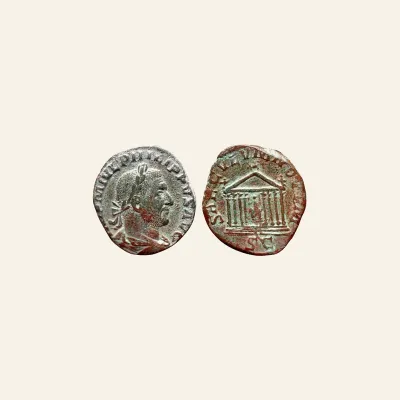 Reverse, of the sestertius, for Philippus I 244-249 AD - AE Sestertius, 248 AD - SAECVLVM NOVVM, mint of Rome, 249 AD
