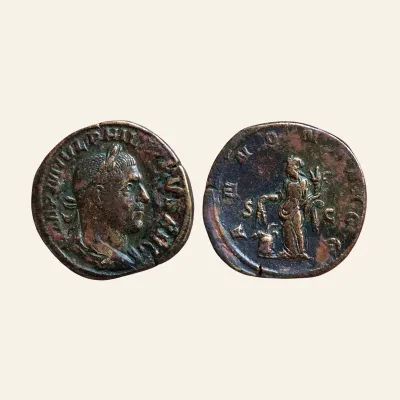 Philip I. AD 244-249. Æ Sestertius Rome mint, AD 246-24. ANNONA
