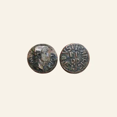 Reverse, of the as, for Tiberius, AE23 as of Carthage, Zeugitana. AD 4-14, struck AD 10. 6.86 g., mint of Carthage