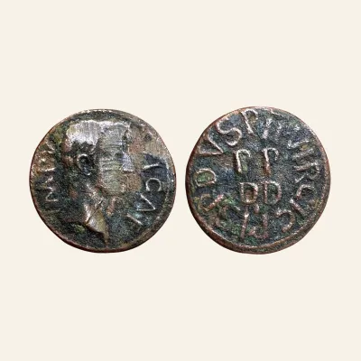 Reverse, of the as, for Tiberius, AE23 as of Carthage, Zeugitana. AD 4-14, struck AD 10. 6.86 g., mint of Carthage