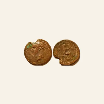Reverse, of the dupondius, for ZEUGITANA, Utica. Tiberius. AD 14-37. Æ dupondius (29 mm , 10.81 g,)., mint of Utica, 14-37