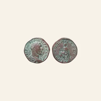 Reverse, of the sestertius, for Philip I, 244 – 249 Sestertius 245, Æ 25.84 g, 244 – 249
