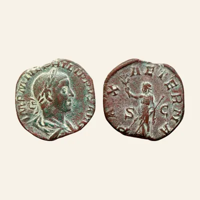 Avers, du sestertius, pour Philip II Æ Sestertius. Rome, AD 246-249., atelier de Rome, 246-249, RIC RIC 268c