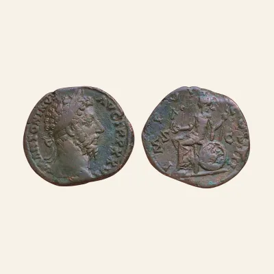 Avers, du sestertius, pour Marcus Aurelius (161-180), AE Sestertius, Rome, AD 171-172, atelier de Rome, 161-180, RIC RIC...