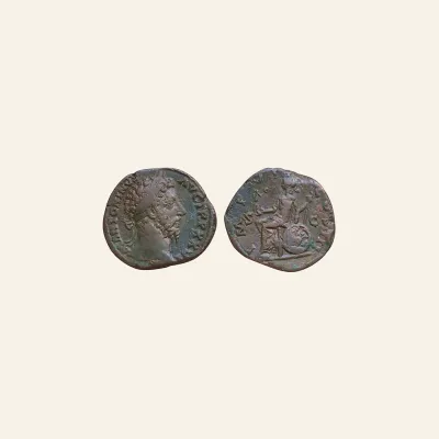 Reverse, of the sestertius, for Marcus Aurelius (161-180), AE Sestertius, Rome, AD 171-172, mint of Rome, 161-180