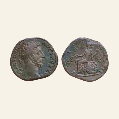 Reverse, of the sestertius, for Marcus Aurelius (161-180), AE Sestertius, Rome, AD 171-172, mint of Rome, 161-180
