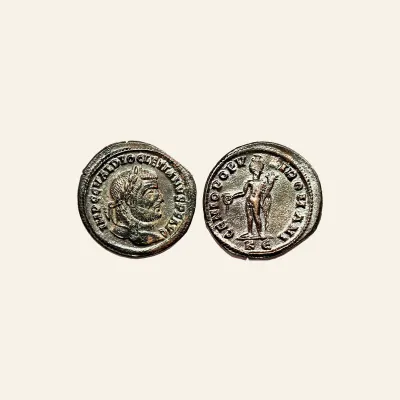 Avers, du follis, pour Diocletian, 284-305. Follis (Billon, 27 mm, 9.68 g), Cyzicus, circa 295-296., atelier de Cyzicus...