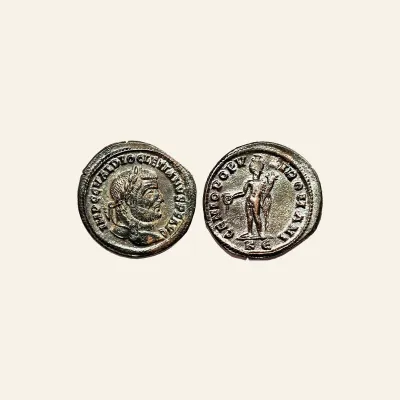 Reverse, of the follis, for Diocletian, 284-305. follis (Billon, 27 mm, 9.68 g), Cyzicus, circa 295-296., mint of Cyzicus...