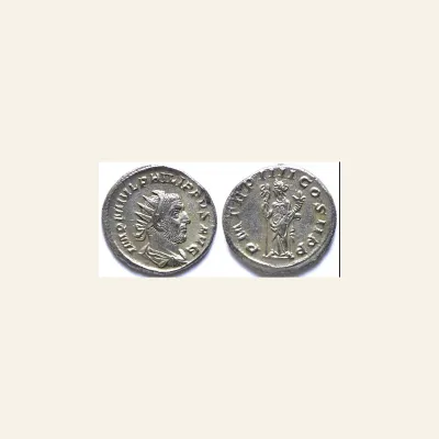 Reverse, of the antoninianus, for Philip I. AD 244-249. Antoninianus (Silver, 4.54 g), Antioch, 247., mint of Antioch...