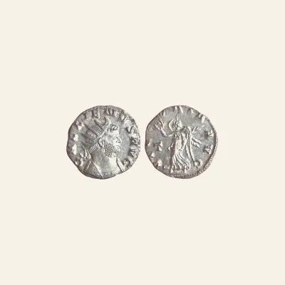 Reverse, of the antoninianus, for Gallienus. AD 253-268. Antoninianus (20mm, 3.57 g,). VICTORIA AVG, mint of Rome, 253-268