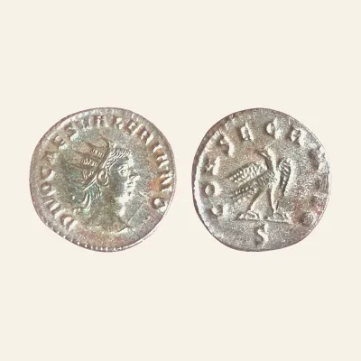 Avers, du antoninianus, pour Divus Valerian II, died 258. Antoninianus (Billon, 21 mm, 3.82 g,), Rome, 258. Rare, atelier de...