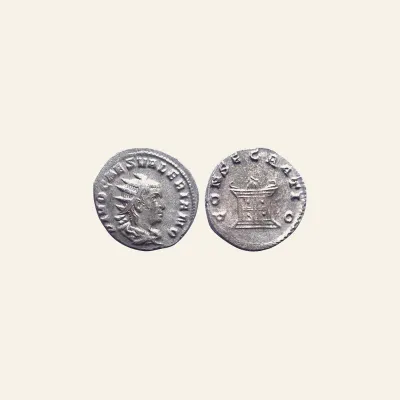 Reverse, of the antoninianus, for Divus Valerian II. Died AD 258. AR Antoninianus. Rome mint.AD 255/6-257., mint of Rome