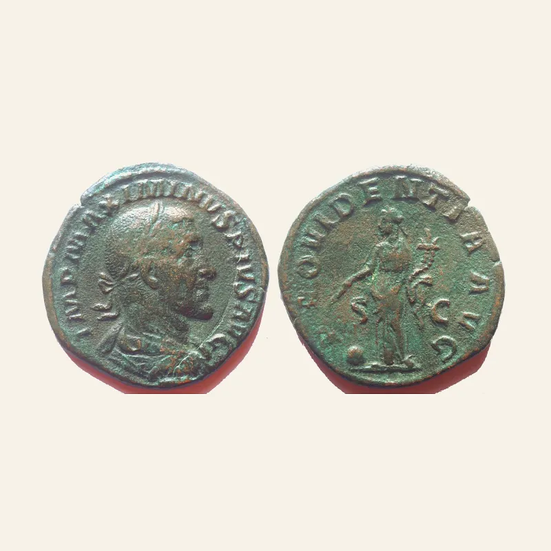 Obverse, of the sestertius, for Maximinus I, 235-238. AE Sestertius (21.36 g,), Rome, 236., mint of Rome, 235-238