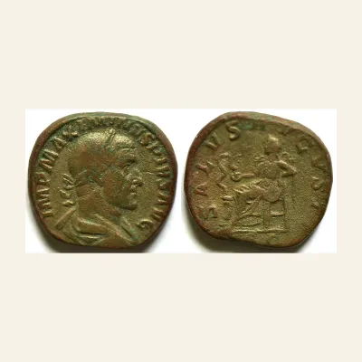 Reverse, of the sestertius, for Maximinus I, 235 – 238 Sestertius 236-237, Æ 23.76 g., 235 – 238