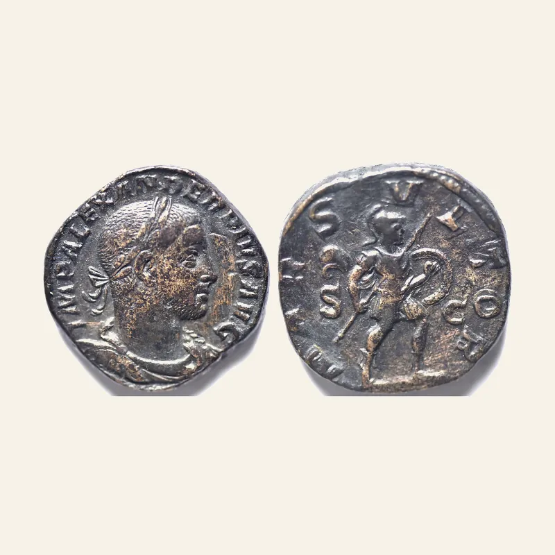 Obverse, of the sestertius, for Severus Alexander (222-235), Sestertius, Rome, AD 232; AE (g 21.31, mm 30), mint of Rome...