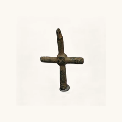Byzantine – Large Bronze Cross Pendant – 7th-10th Century AD - vue 3