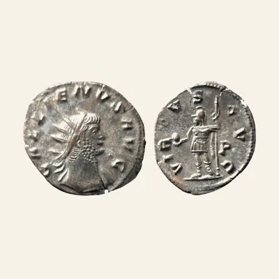 Reverse, of the antoninianus, for Gallienus BI Antoninianus. Rome, AD 260-268., mint of Rome, 260-268