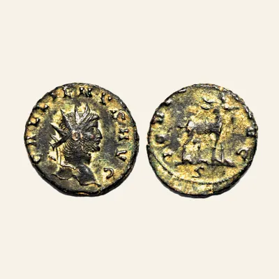 Avers, du antoninianus, pour Gallienus. AD 253-268. Antoninianus (21mm, 3.04 g,). Rome mint, AD 267-268., atelier de Rome...
