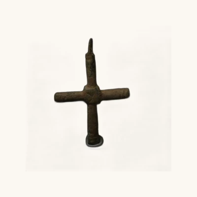 Byzantine – Large Bronze Cross Pendant – 7th-10th Century AD - vue 4