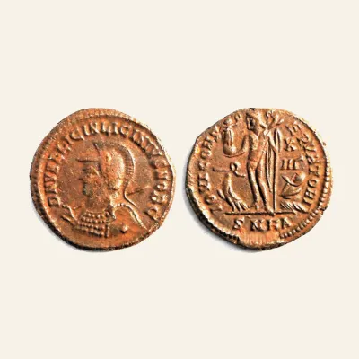 Reverse, of the follis, for LICINIUS II, Caesar. 317-324 AD. Æ follis (19mm, 3.04 gm). Heraclea mint. 321-324 AD., 324 AD