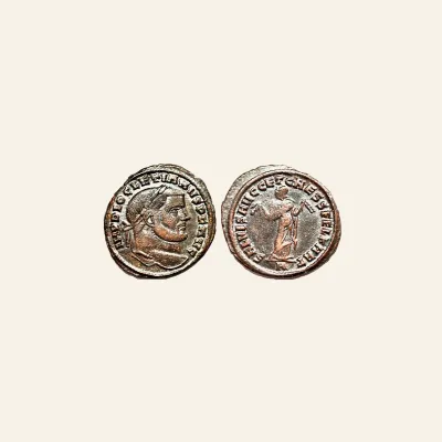 Reverse, of the follis, for Diocletian. AD 284-305. Æ follis. Carthage mint, 1st officina. Struck circa AD 299-303., mint of...