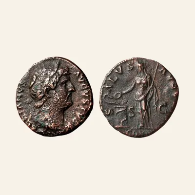 Avers, du as, pour Hadrian Æ As. Rome, AD 124-128. SALVS, atelier de Rome, 124-128, RIC RIC II 678
