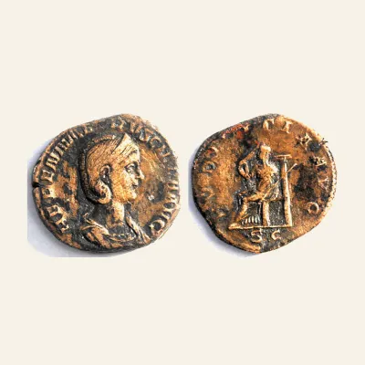 Avers, du sestertius, pour Herennia Etruscilla (wife of T. Decius) Æ Sestertius. Rome, AD 249-251., atelier de Rome...