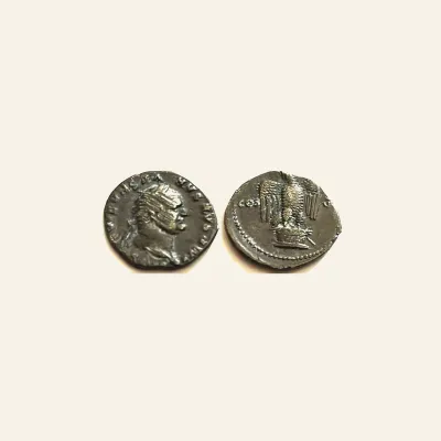 Reverse, of the denarius, for Vespasian Silver Denarius COS VI Eagle on Cippus Rome 75 AD RIC 89, mint of Rome, 75 AD